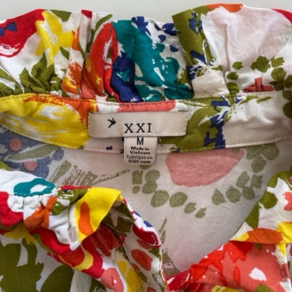 XXI By Forever 21 | Colorful Floral Ruffle Button-Up Sleeveless Dress – Size M - Picture 12 of 16